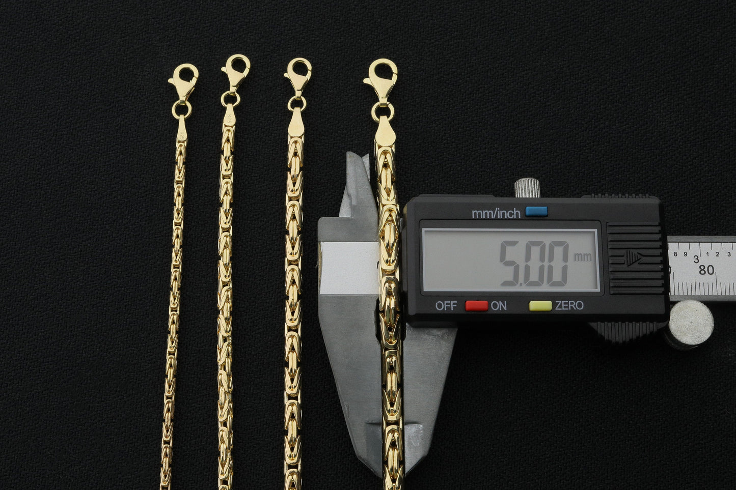 925 Silver Gold Plated Round King Chain Bracelet
