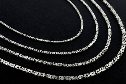 925 Sterling Silver Flat King Chain Necklace, Real Silver Byzantine Necklace, Flat Byzantine Chain, Gift for Boyfriend, Gift for Dad