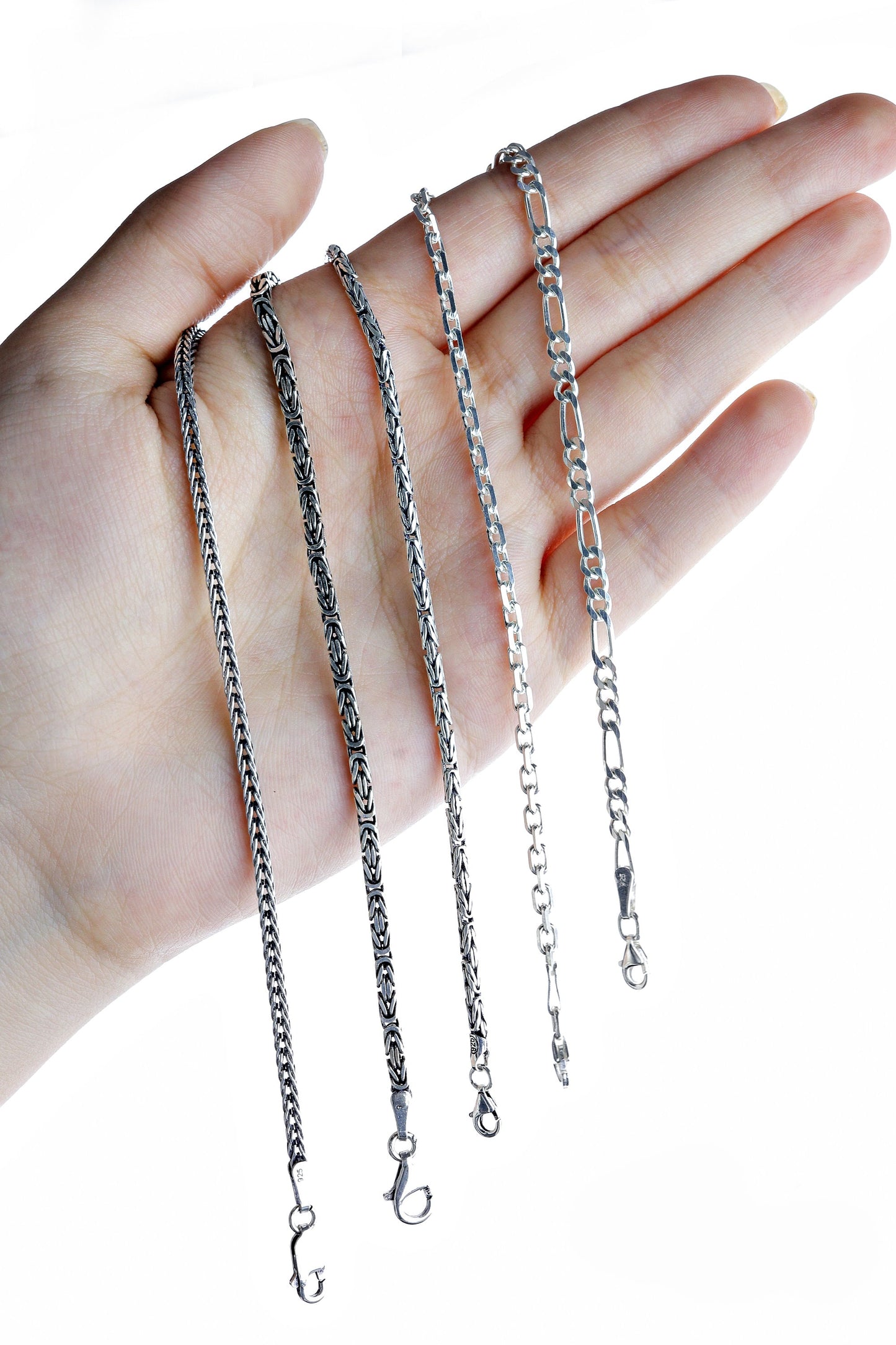 925 Sterling Silver Link Chain Bracelets