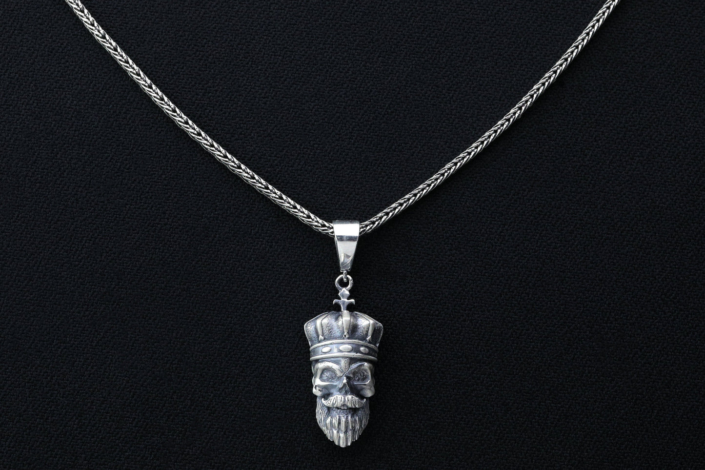 Sterling Silver Skull Necklace, Silver Skull Pendant, Pirate Skull, Silver Byzantine Necklace, Gift for Boyfriend, Haloween gift