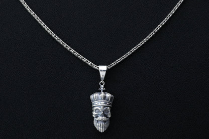 Sterling Silver Skull Necklace, Silver Skull Pendant, Pirate Skull, Silver Byzantine Necklace, Gift for Boyfriend, Haloween gift