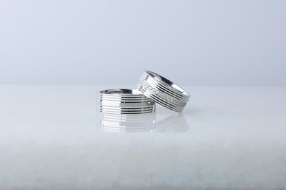 925 Sterling Silver Diamond Simulant Ring, Dainty Cubic Zircon Ring, Real Silver Line Pen Embroided Ring, Women’s Men’s Silver Wedding Band