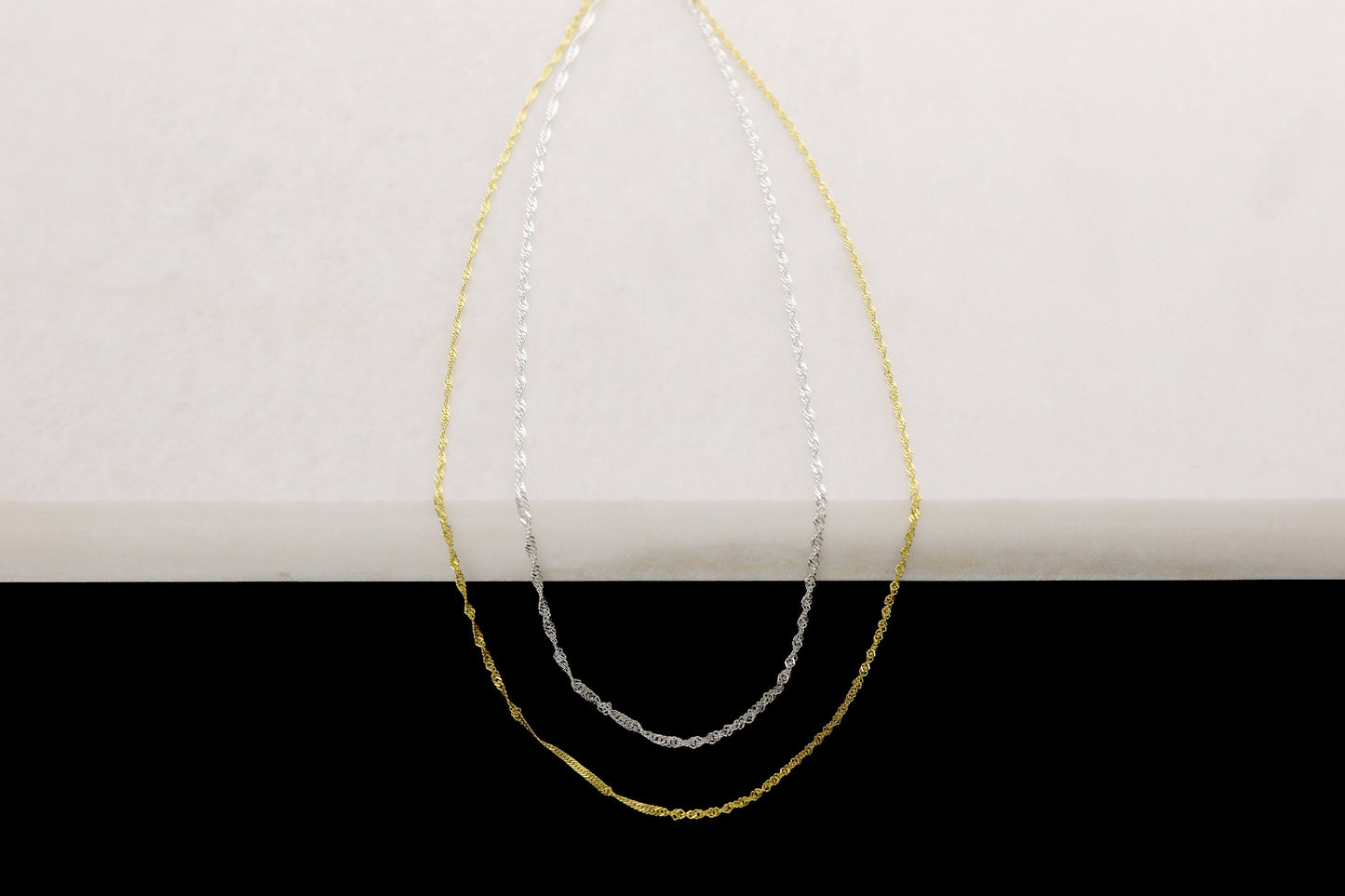 925 Sterling Silver Singapore Necklace, Real Silver Chain Necklace, Layering Chain for Women, Gold Plated Jewelry, Birthday Gift for Her