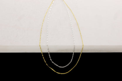 925 Sterling Silver Singapore Necklace, Real Silver Chain Necklace, Layering Chain for Women, Gold Plated Jewelry, Birthday Gift for Her