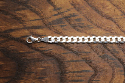 925 Sterling Silver Cuban Chain Bracelet, 6.5 mm Curb Bracelet for Men