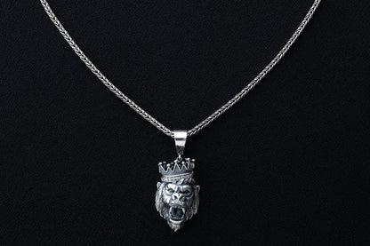 925 Silver Monkey King Chain Necklace, Silver Monkey Pendant, Ape Pendant, Fox Tail Chain, Silver Byzantine Necklace, Gift for Boyfriend
