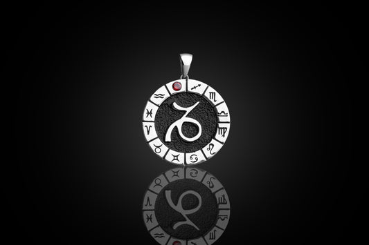 Silver Capricorn Zodiac Pendant, Capricorn Horoscope Pendant, Capricorn Birthstone Pendant, Unisex Zodiac Pendant, Unique Zodiac Jewelry