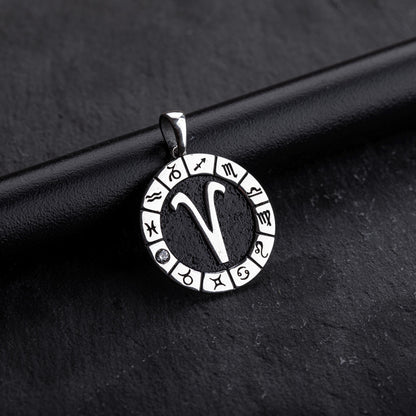 Silver Aries Zodiac Pendant, Aries Horoscope Pendant, Aries Birthstone Pendant, Unisex Zodiac Pendant, Unique Zodiac Jewelry