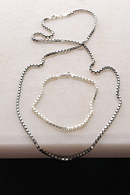 925 Sterling Silver Handmade Box Chain Necklace