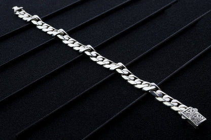 925 Sterling Silver Chain Bracelet,9mm Thick Silver Bracelet,Handmade Cuban Chain,Minimalist Jewelry for Men,Gift for Boyfriend,Dada Gifts