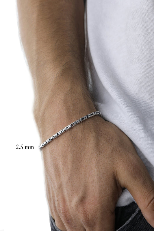 925 Sterling Silver Round King Chain Bracelet