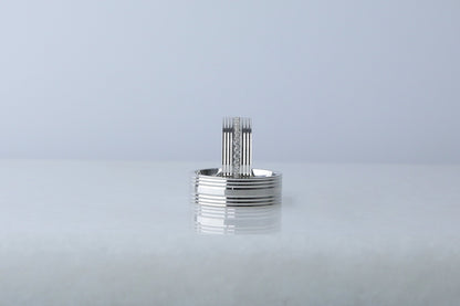 925 Sterling Silver Diamond Simulant Ring, Dainty Cubic Zircon Ring, Real Silver Line Pen Embroided Ring, Women’s Men’s Silver Wedding Band