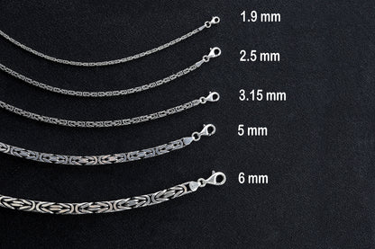 925 Sterling Silver King Chain Bracelet - Silver Byzantine Bracelet