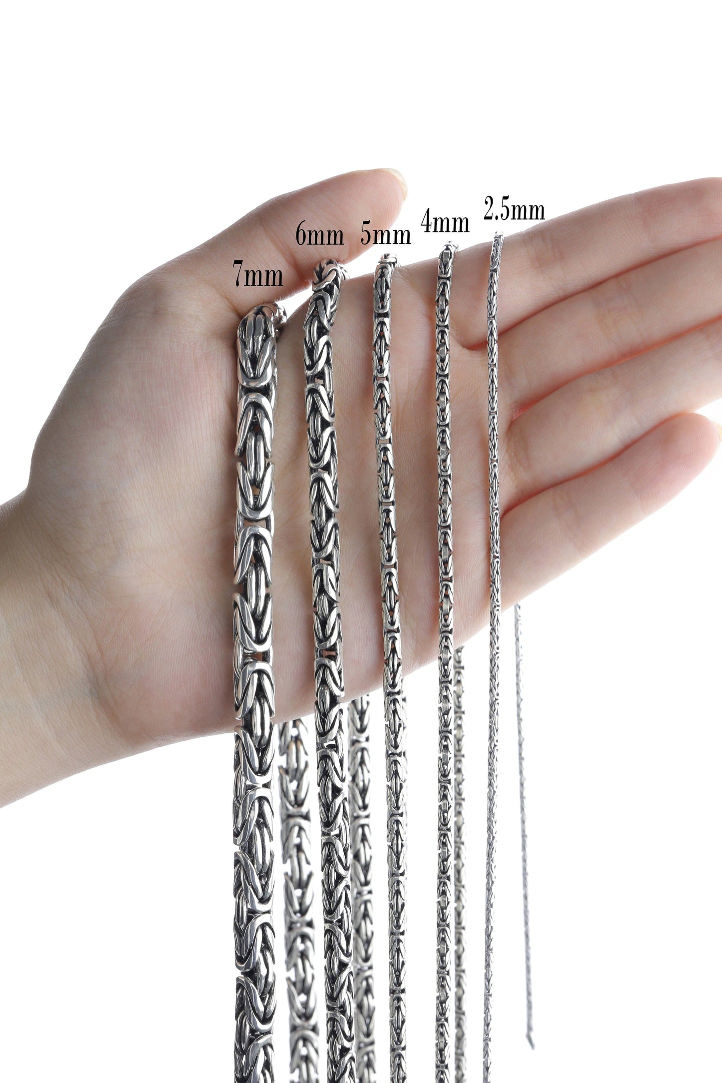 Handmade 925 Sterling Silver Byzantine Chain Necklace