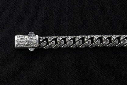 925 Sterling Silver Vintage Bracelet,Cuban Link Chain Bracelet,Mens embroidered bracelet,Handmade Silver Bracelet,Mens Bracelet,Gift for Him