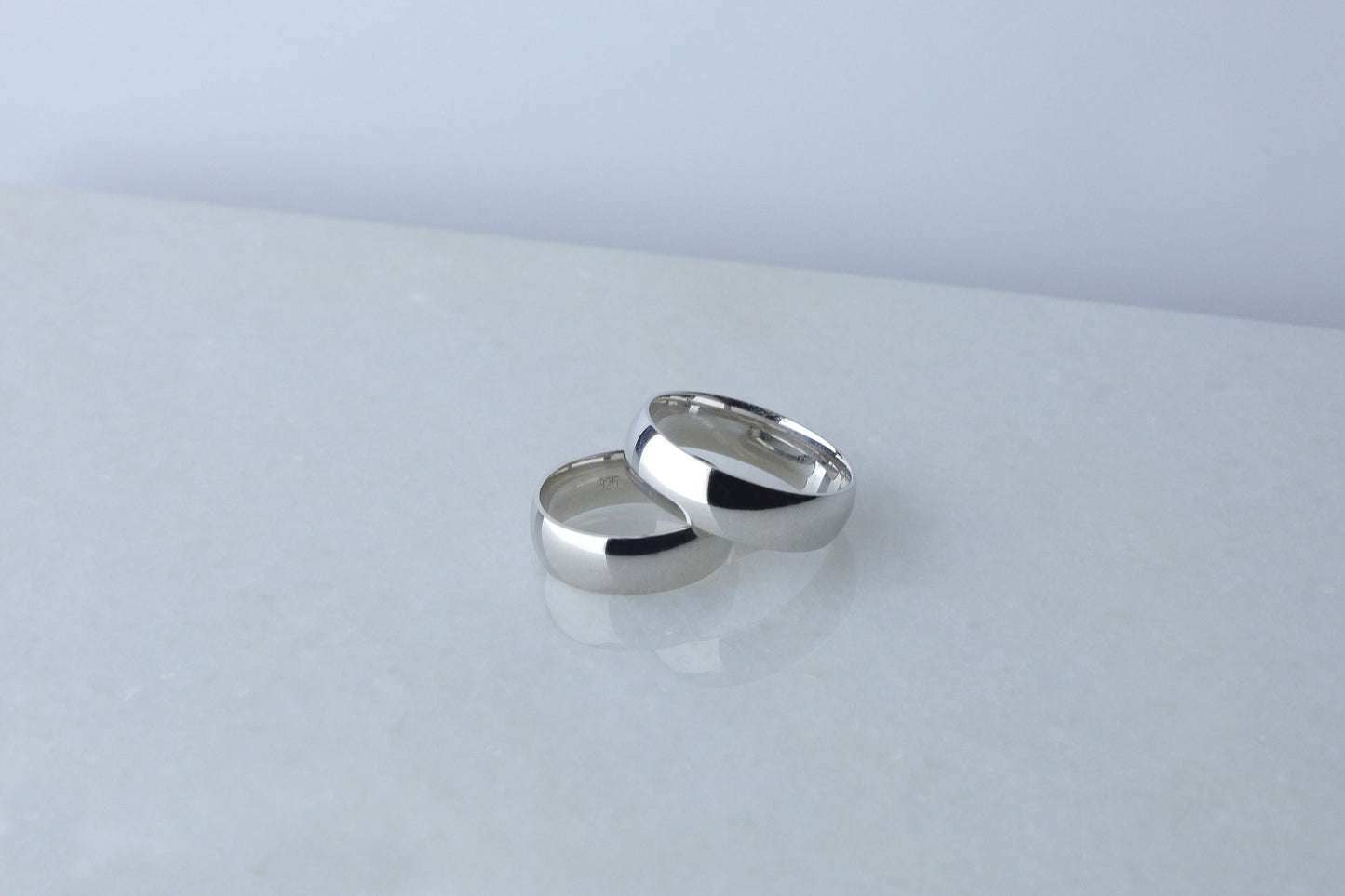 925 Sterling Silver High Polished Domed Ring, Elegant Real Silver Diamond, Engagement Ring, Wedding Gift, Women's Men's Gold Wedding Band