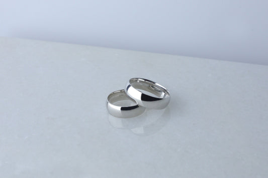 925 Sterling Silver High Polished Domed Ring, Elegant Real Silver Diamond, Engagement Ring, Wedding Gift, Women's Men's Gold Wedding Band