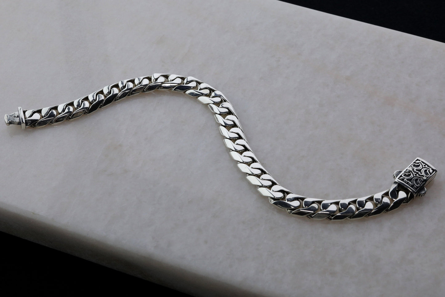 925 Sterling Silver Chain Bracelet,9mm Thick Silver Bracelet,Handmade Cuban Chain,Minimalist Jewelry for Men,Gift for Boyfriend,Dada Gifts