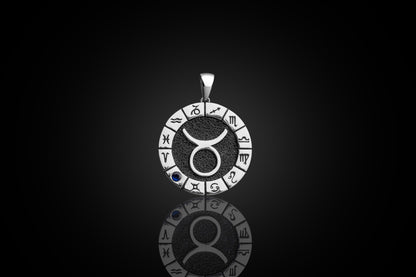 Silver Taurus Zodiac Pendant, Taurus Horoscope Pendant, Taurus Birthstone Pendant, Unisex Zodiac Pendant, Unique Zodiac Jewelry, Zodiac Gift