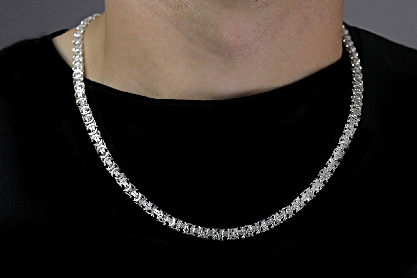 925 Sterlin Silver Handmade Euro King Chain Necklace