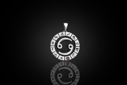 Silver Cancer Zodiac Pendant, Cancer Horoscope Pendant, Cancer Birthstone Pendant, Unisex Zodiac Pendant, Unique Zodiac Jewelry