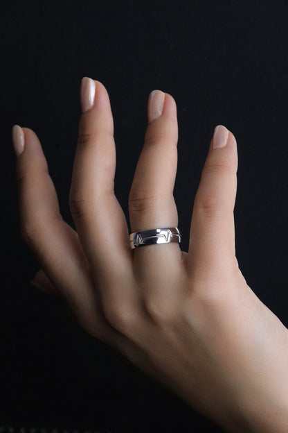 Sterling Silver Heart Beat Ring, Heart Beat Ring, Couples Lovers Ring, Sound Wave Ring, Gold Heart Beat Ring,Anniversary Gift for Her Him