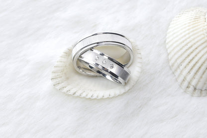 Elegant Silver Wedding Ring Set, Cubic Zircon Ring for Couples,Silver Wedding Bands,6mm Man and Woman Matching Set for Couples,Promise Rings