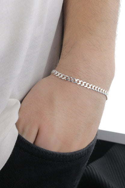 925 Sterling Silver Cuban Chain Bracelet - 4.5 mm Curb Bracelet for Men