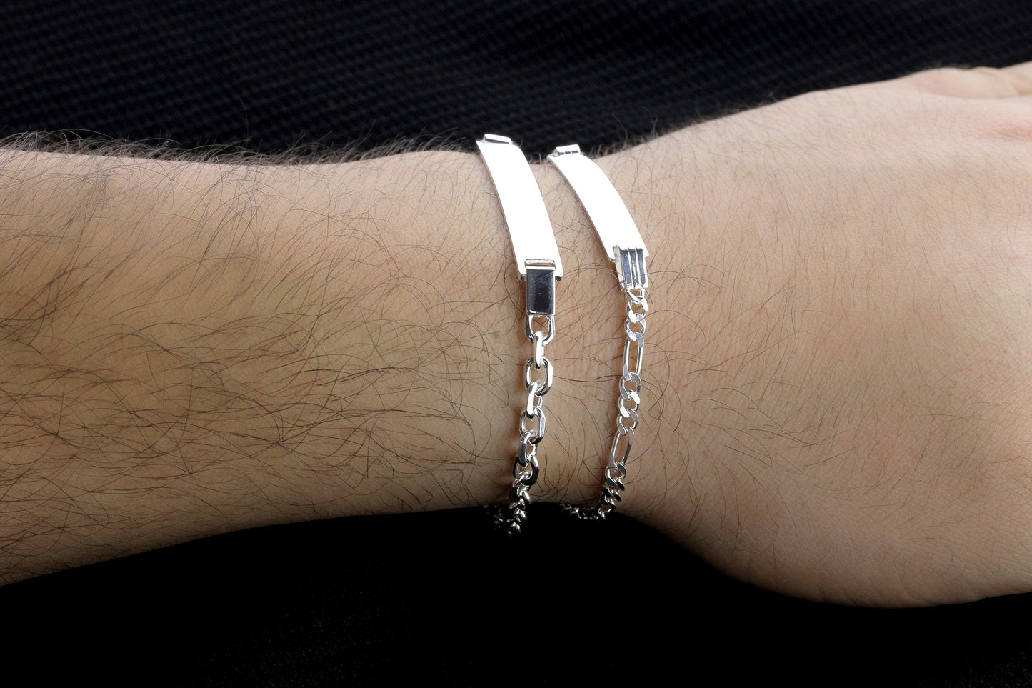 Sterling Silver ID Bracelet, Silver Chain Name Bracelet, Real Silver ID Bracelet for Man and Woman, Gift for Boyfriend, Gift for Girlfriend