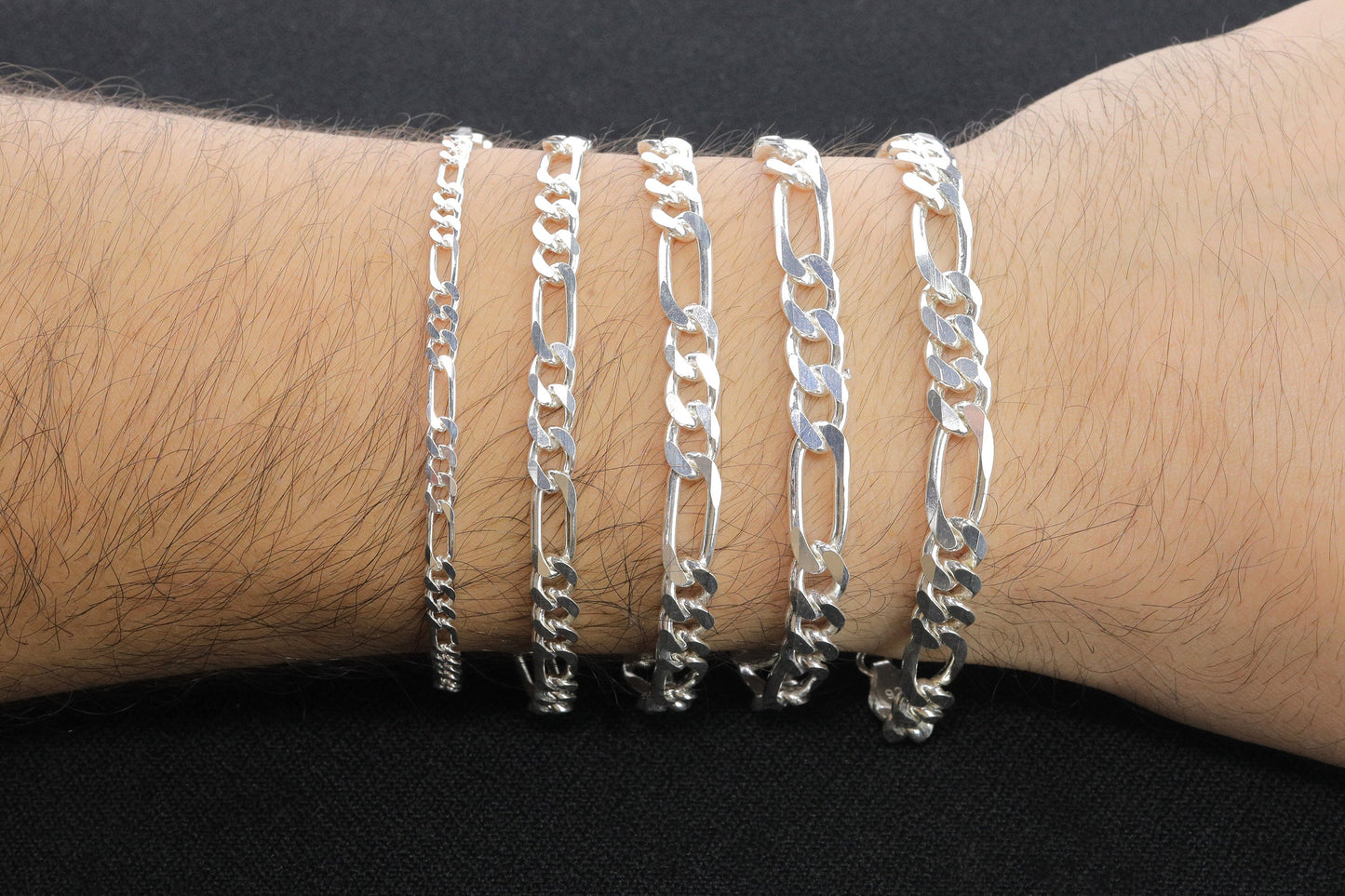925 Sterling Silver Figaro Link Bracelet