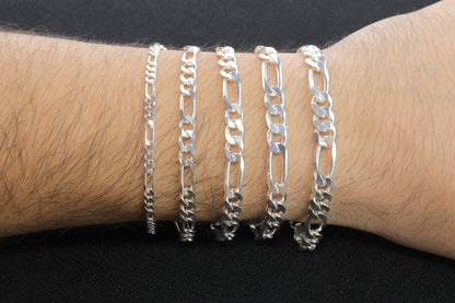 925 Sterling Silver Figaro Link Bracelet