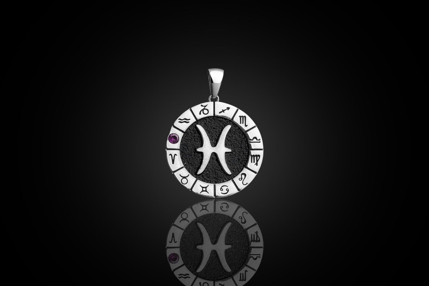 Silver Pisces Zodiac Pendant, Pisces Horoscope Pendant, Pisces Birthstone Pendant, Zodiac Pendant for Men and Woman, Unique Zodiac Jewelry