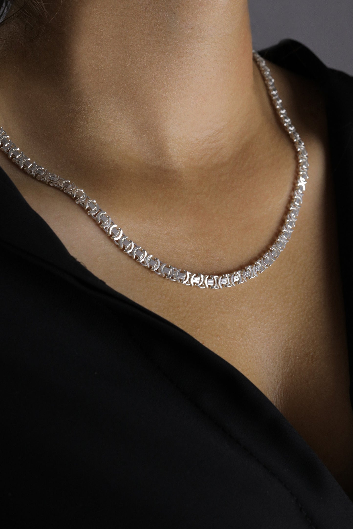 925 Sterlin Silver Handmade Euro King Chain Necklace