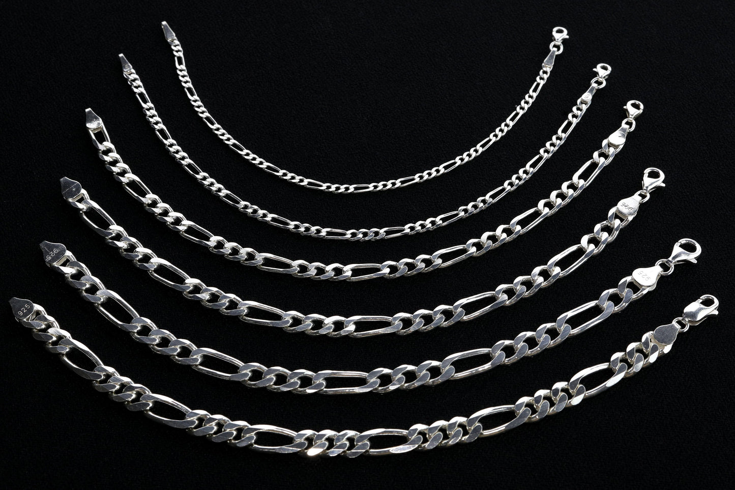 925 Sterling Silver Figaro Link Bracelet