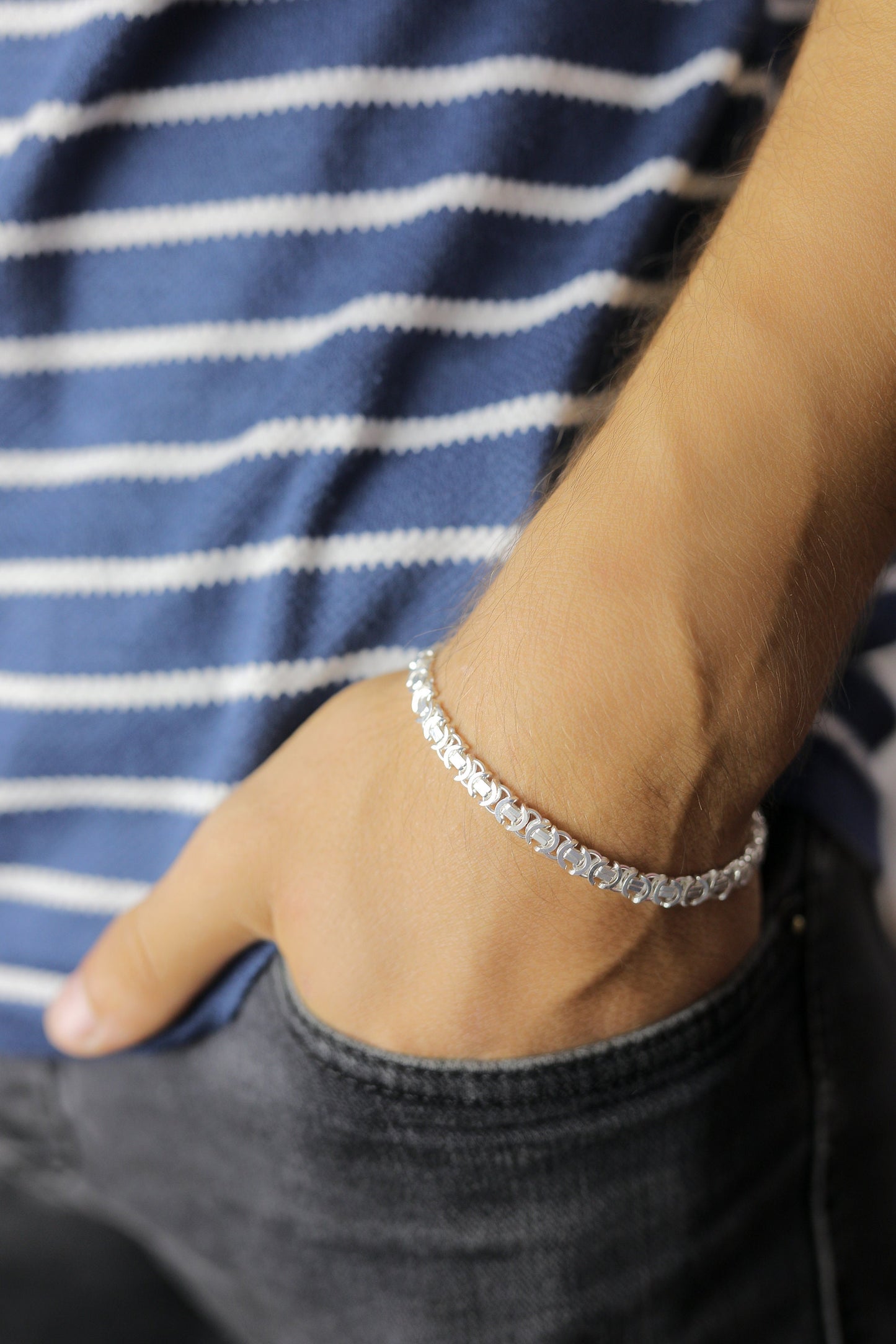 925 Sterlin Silver Handmade Euro King Chain Necklace