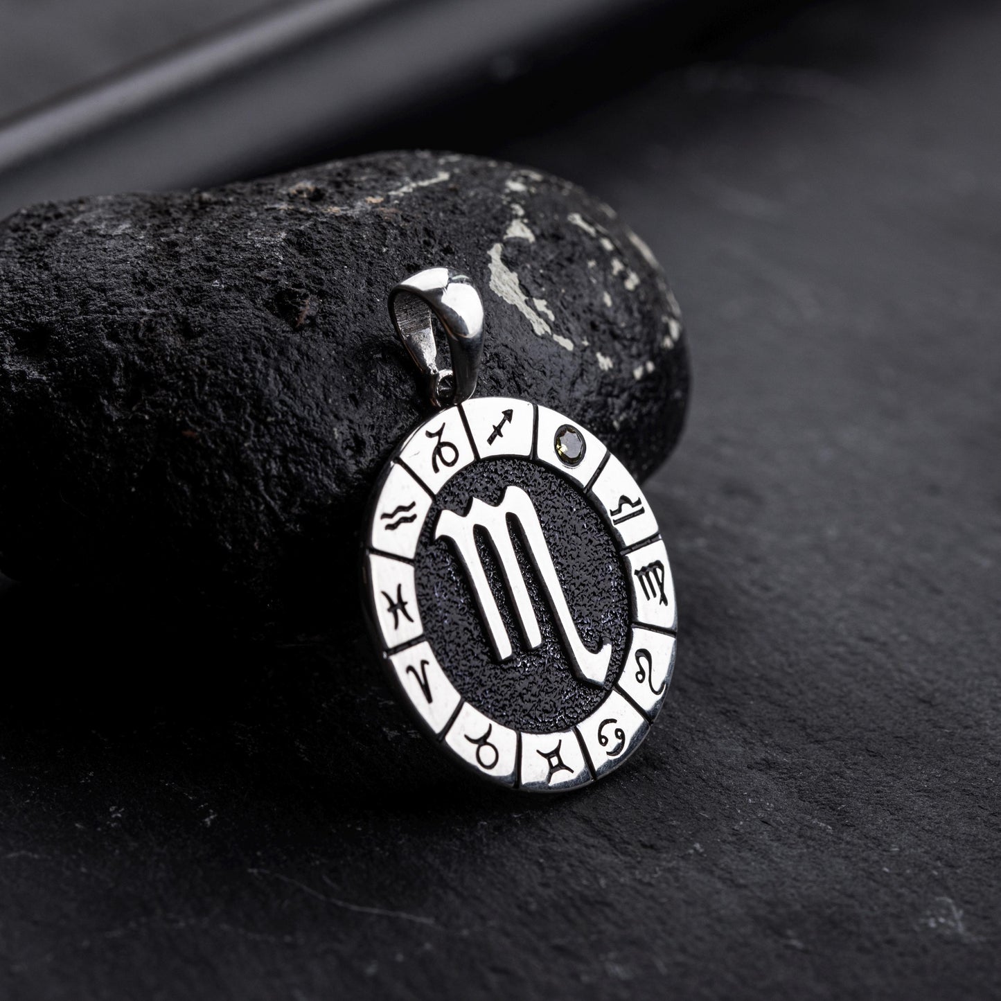 Silver Scorpio Zodiac Pendant, Scorpio Horoscope Pendant, Scorpio Birthstone Pendant, Unisex Zodiac Pendant, Unique Zodiac Jewelry