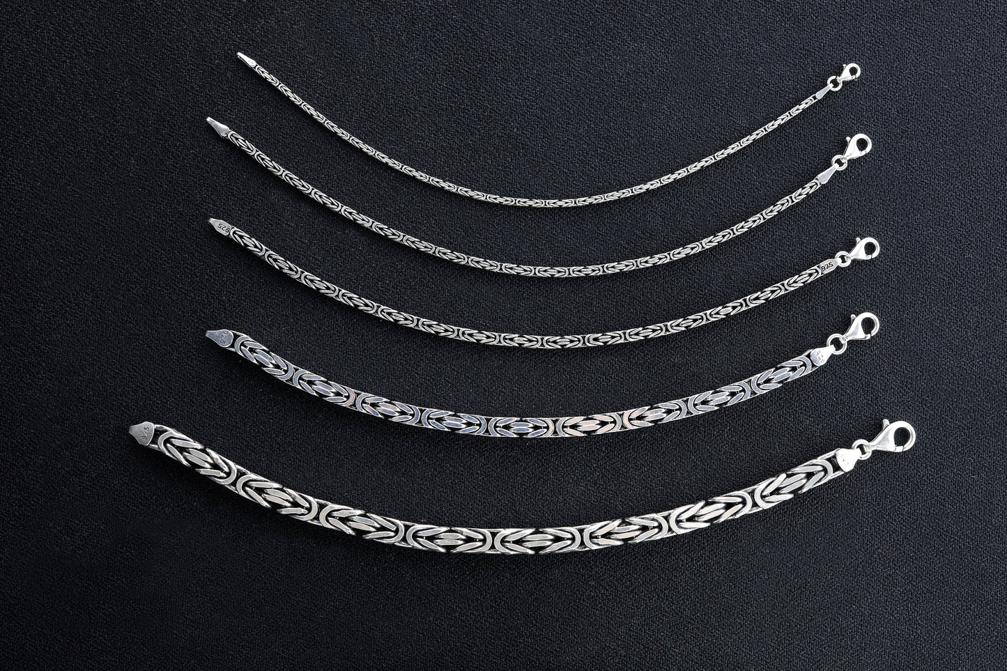 925 Sterling Silver King Chain Byzantine Bracelet