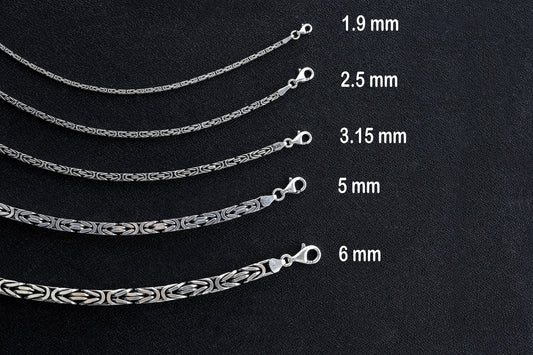 925 Sterling Silver King Chain Byzantine Bracelet