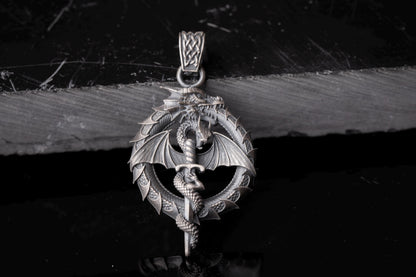 Sterling Silver Ouroboros Dragon Pendant