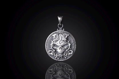 Sterling Silver Skull Medallion Pendant