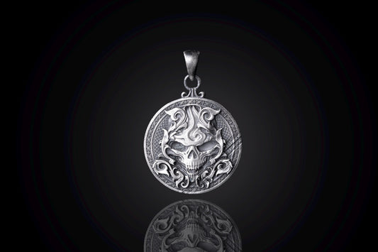 Sterling Silver Skull Medallion Pendant