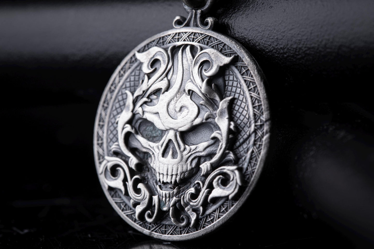 Sterling Silver Skull Medallion Pendant