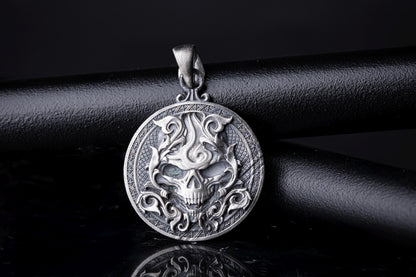 Sterling Silver Skull Medallion Pendant