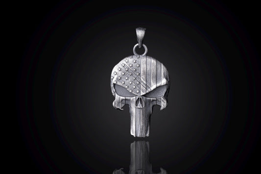 Silver Punisher Skull Pendant