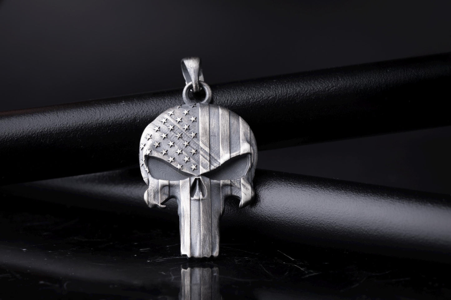Silver Punisher Skull Pendant