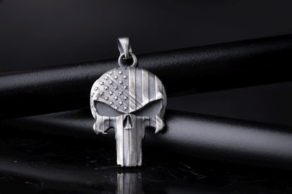 Silver Punisher Skull Pendant