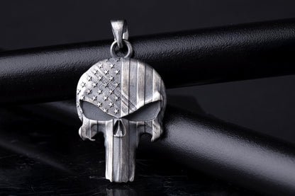 Silver Punisher Skull Pendant