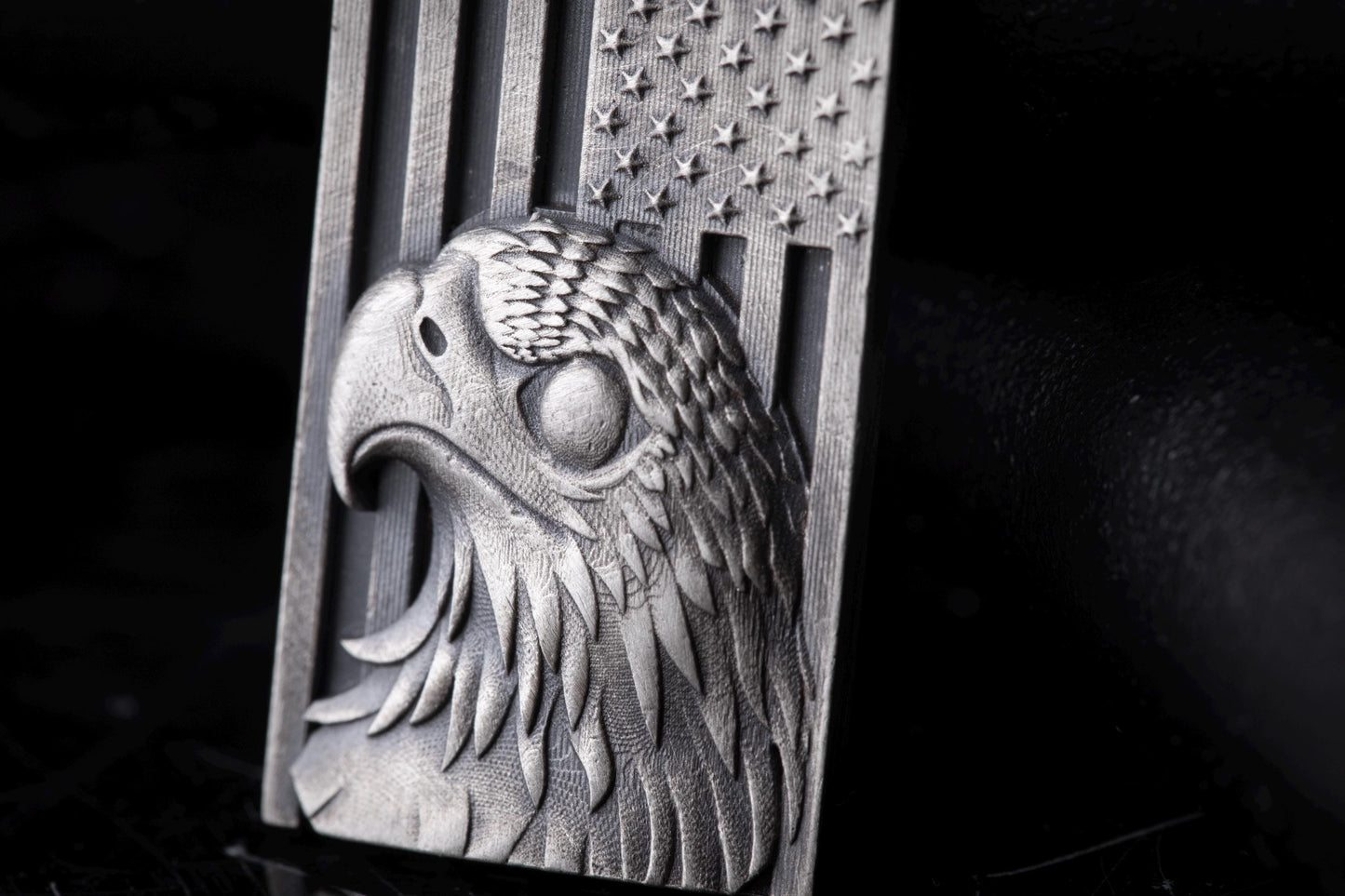 Sterling Silver American Eagle Flag Pendant
