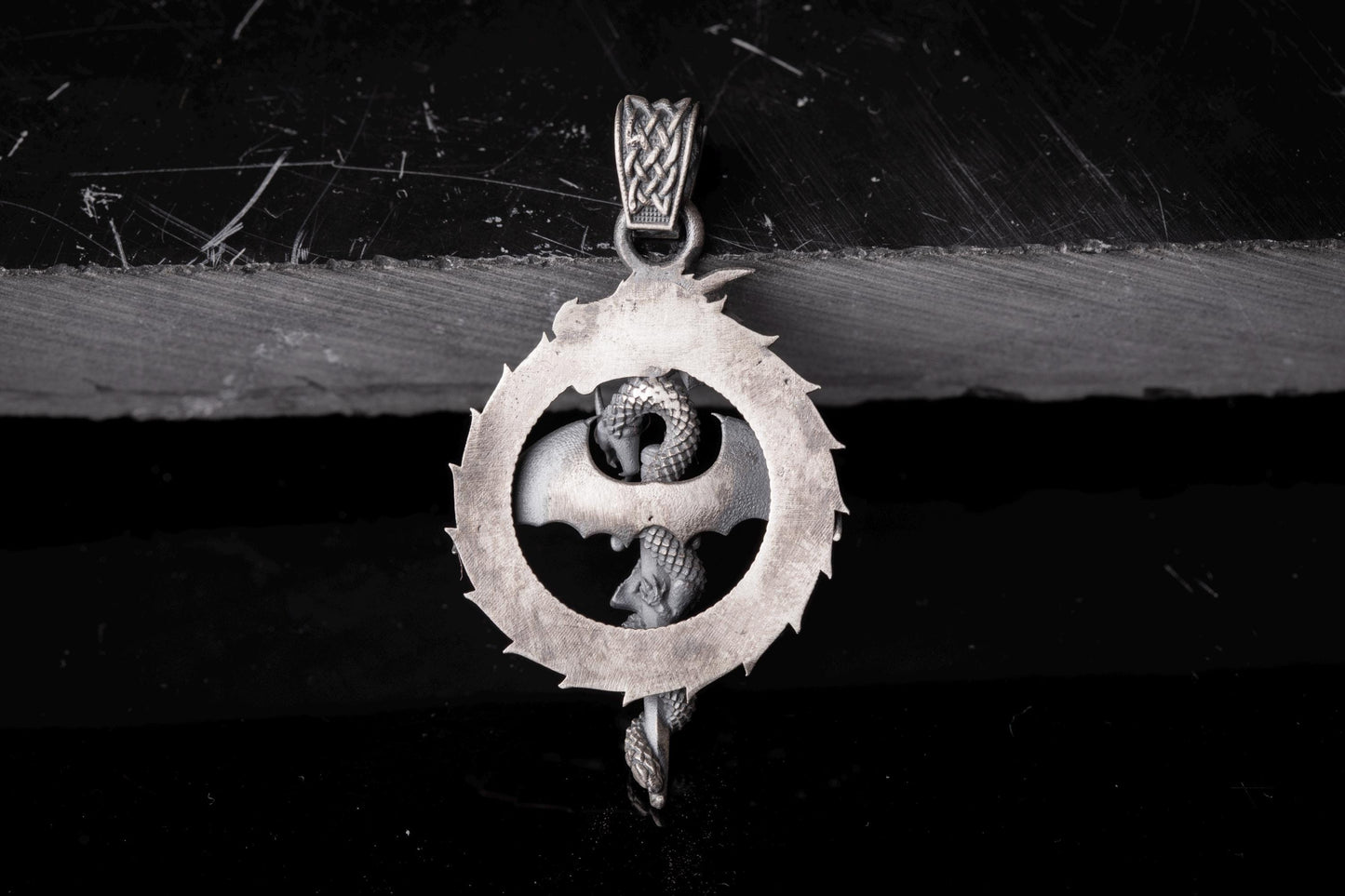 Sterling Silver Ouroboros Dragon Pendant