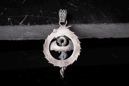 Sterling Silver Ouroboros Dragon Pendant